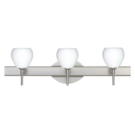 Besa Lighting Tay Tay Vanity, Opal Matte, Satin Nickel Finish, 3x40W Halogen 3SW-560507-SN